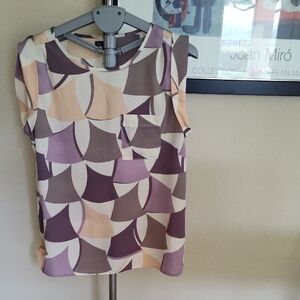 GAP Purple and Peach Geometric Blouse, Size M